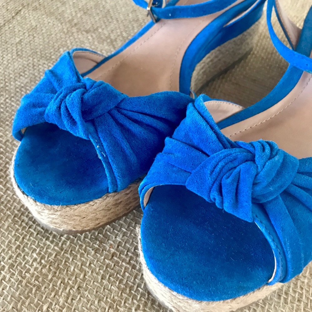 Anthro Blue Suede Espadrille Sandals